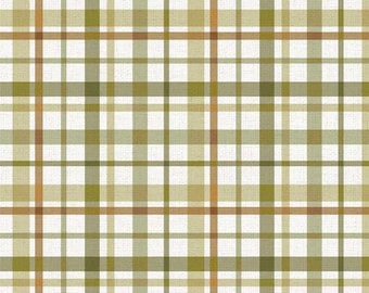 Petal Bouquet - Plaid Avocado by Katie Pertiet for P&B Textiles, 100% Premium Cotton Fabric, PBOU-4964 A