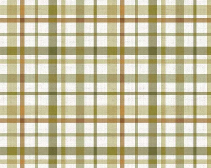 Petal Bouquet - Plaid Avocado by Katie Pertiet for P&B Textiles, 100% Premium Cotton Fabric, PBOU-4964 A