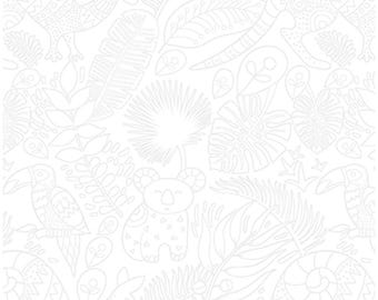 Rooville - Outback Roo White by Kimberly Einmo for Benartex Designer Fabrics, 100% Cotton Fabric, 17006-09