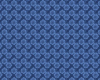 Rhapsody In Blue - Buttercup Navy/Blue by Kanvas Studios for Benartex Designer Fabrics, 100% Cotton Fabric, 14079-54