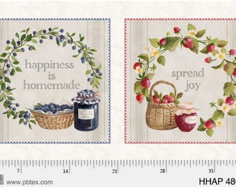 Homemade Happiness - Happiness/Homemade Panel Multi  by Silvia Vassileva for P&B Textiles, 100% Premium Cotton Fabric, HHAP-4807-PA