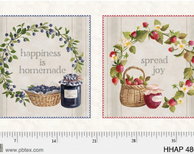 Homemade Happiness - Happiness/Homemade Panel Multi  by Silvia Vassileva for P&B Textiles, 100% Premium Cotton Fabric, HHAP-4807-PA