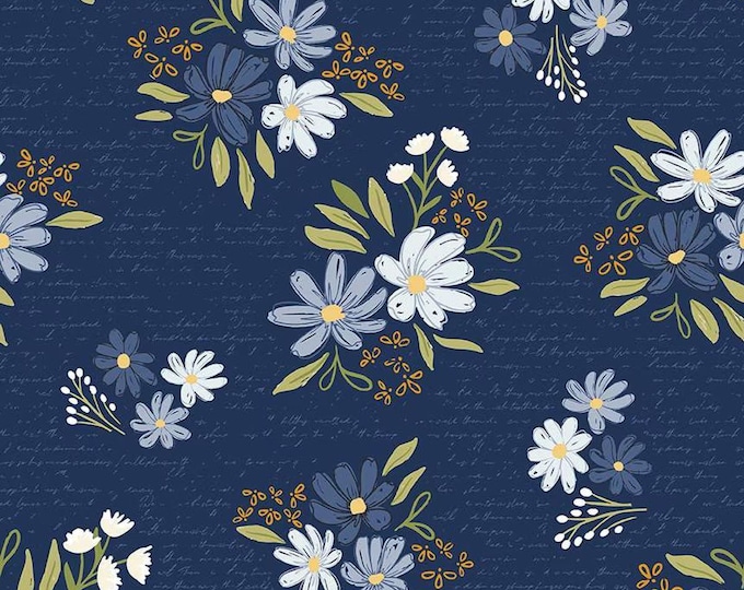 Between The Pages Main Navy by Fran Gulick for Riley Blake Designs, 100% Cotton Fabric, C15370-NAVY