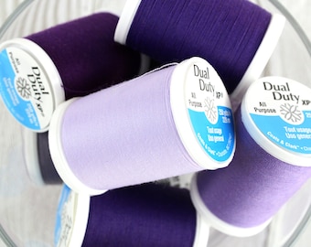 Purples - 250 yds Coats & Clark Dual Duty XP All Purpose Polyester Thread 250yds, Size 50, Tex 30, Art. S910