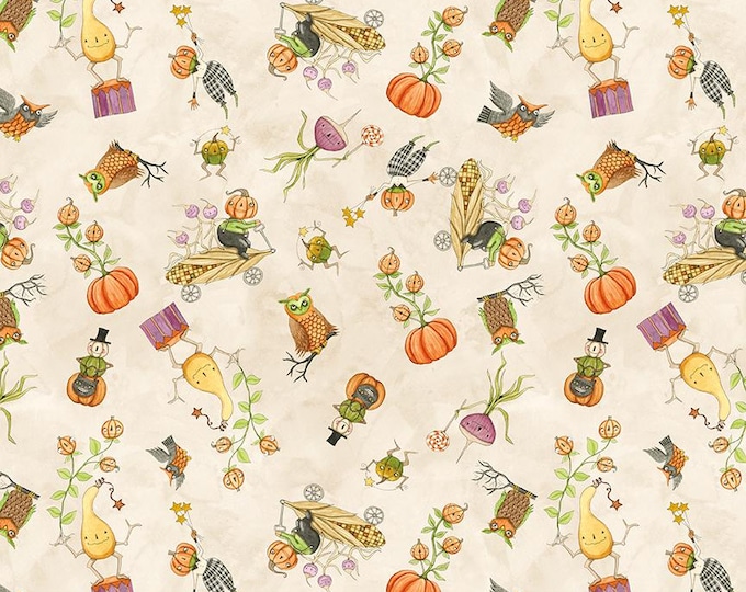 Ghoul Friends Gourds Toss Cream, 100% Cotton Fabric, C16051-CREAM