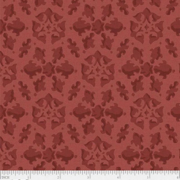 Petal Bouquet - Damask Rouge Red by Katie Pertiet for P&B Textiles, 100% Premium Cotton Fabric, PBOU-4966 RR