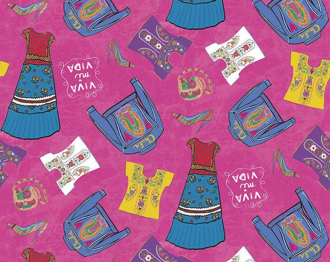 Eleanor Apparel Hot Pink by Kathy Cano-Murillot for Riley Blake Designs, 100% Cotton Fabric, C11711-HOTPINK