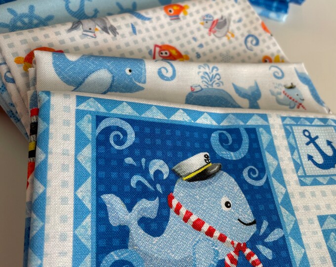 Baby Beluga 9-Piece Fat Quarter Bundle for P&B Textiles,  100% Premium Cotton Fabric, BBEL-FQ9