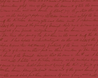 Sweet Blush Rose Script Red, 100% Cotton, SBRO-4640-R