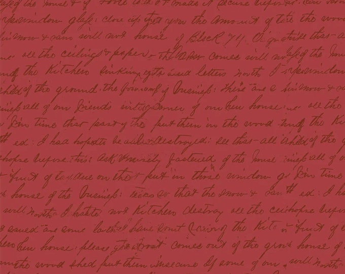 Sweet Blush Rose - Script Red for P&B Textiles,  100% Premium Cotton Fabric, SBRO-4640-R