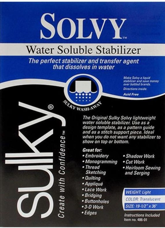 Sulky Solvy Lightweight Water Soluble Stabilizer 20in x 1 yd - 486-01