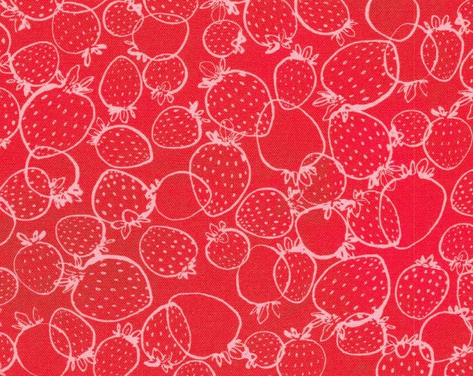 Strawberry Season - Strawberry Outline/Tonal Cranberry, 100% Cotton, ABYD-22317-113 CRANBERRY