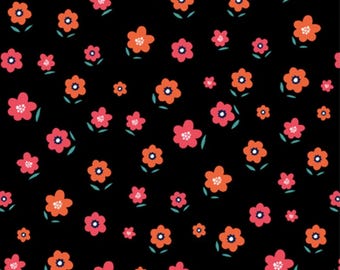 Birdsong - Tossed Flowers Black, 100% Cotton, BSON 5862 K