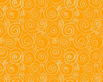 Spring In The Northwoods Swirls Orange by Jamie Kalvestran for P&B Textiles, 100% Premium Cotton Fabric, SINW 5420 O