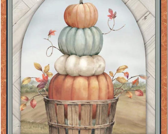 Bountiful - Pumpkin Stack Panel (24" x 43"), 100% Cotton, BOUN 5877 PA