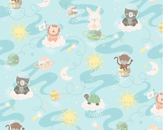 Star Bright - Toss Animals Blue by Jennifer Ellory for P&B Textiles,  100% Premium Cotton Fabric, SBRI-4599-B