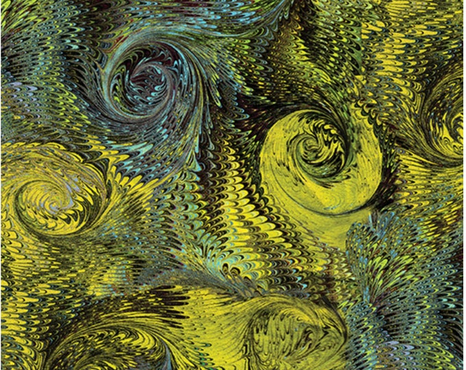 Poured Colors 2 - Whirlwind Lime Turquoise by Paula Nadelstern for Benartex Designer Fabrics, 100% Cotton Fabric, 13147-41