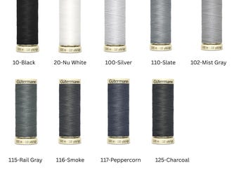 Gutermann Sew-all Polyester All Purpose Thread 100m/110yds - Neutrals (White, Black & Grays)