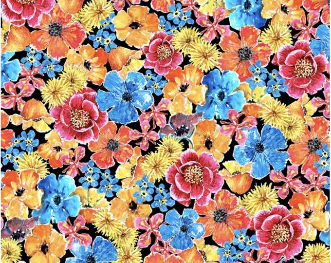 Jona's Garden Allover Alaskan Flowers by Jon Van Zyle for P&B Textiles, 100% Premium Cotton Fabric, JGAR 5386 MU