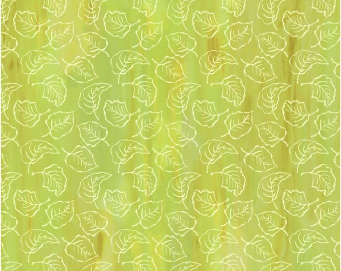Spring In The Northwoods Stained Glass Leaves Light Green by Jamie Kalvestran for P&B Textiles, 100% Premium Cotton Fabric, SINW 5418 LG