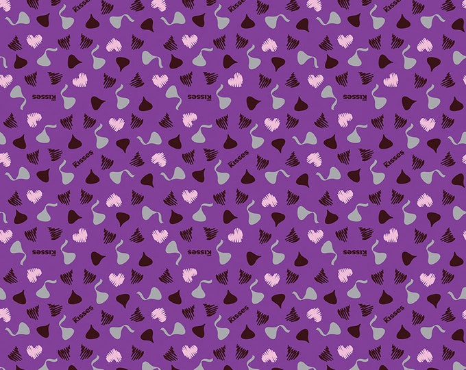 Celebrate with Hershey Valentine's Day Kisses & Hearts Purple Sparkle by Riley Blake Designs, 100% Fine Cotton Fabric, SC12805-PURPLE