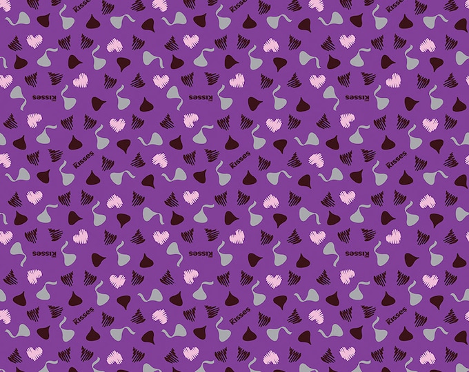 Celebrate with Hershey Valentine's Day Kisses & Hearts Purple Sparkle by Riley Blake Designs, 100% Fine Cotton Fabric, SC12805-PURPLE