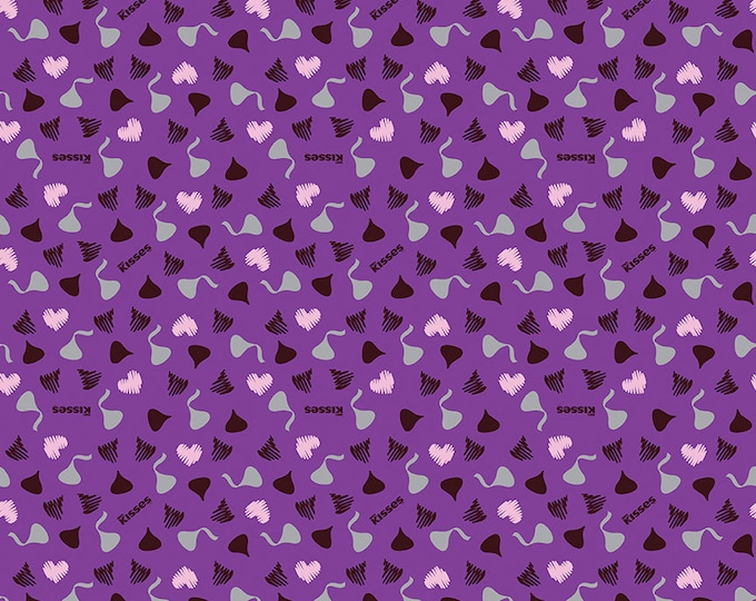 Celebrate with Hershey Valentine's Day Kisses & Hearts Purple Sparkle by Riley Blake Designs, 100% Fine Cotton Fabric, SC12805-PURPLE