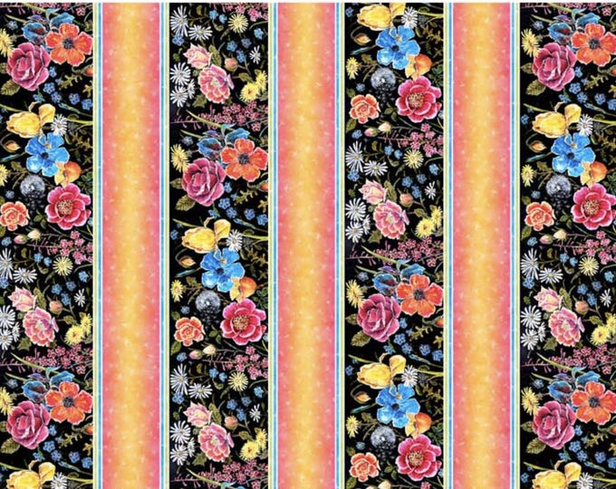 Jona's Garden Alaskan Garden Border Stripe by Jon Van Zyle for P&B Textiles, 100% Premium Cotton Fabric, JGAR 5385 MU