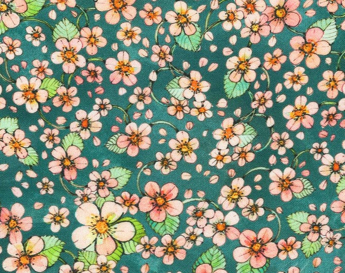 Strawberry Season - Flowers Slate, 100% Cotton, ABYD-22313-66 SLATE