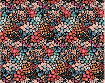 Birdsong - Packed Flower Field Black, 100% Cotton, BSON 5861 KMU