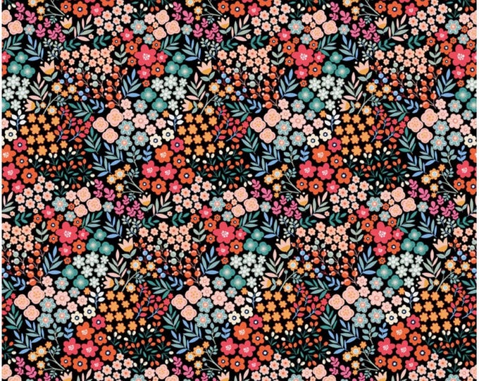 Birdsong - Packed Flower Field Black, 100% Cotton, BSON 5861 KMU