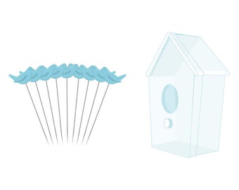 Quilty Bird Pins- Bluebirds by Riley Blake Designs, 60 Count, ST-24584