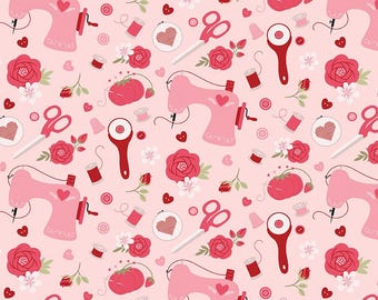 Sew In Love Sewing Blush, Cotton Fabric, C16901-BLUSH