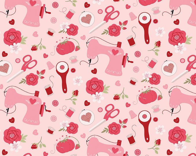Sew In Love Sewing Blush, Cotton Fabric, C16901-BLUSH