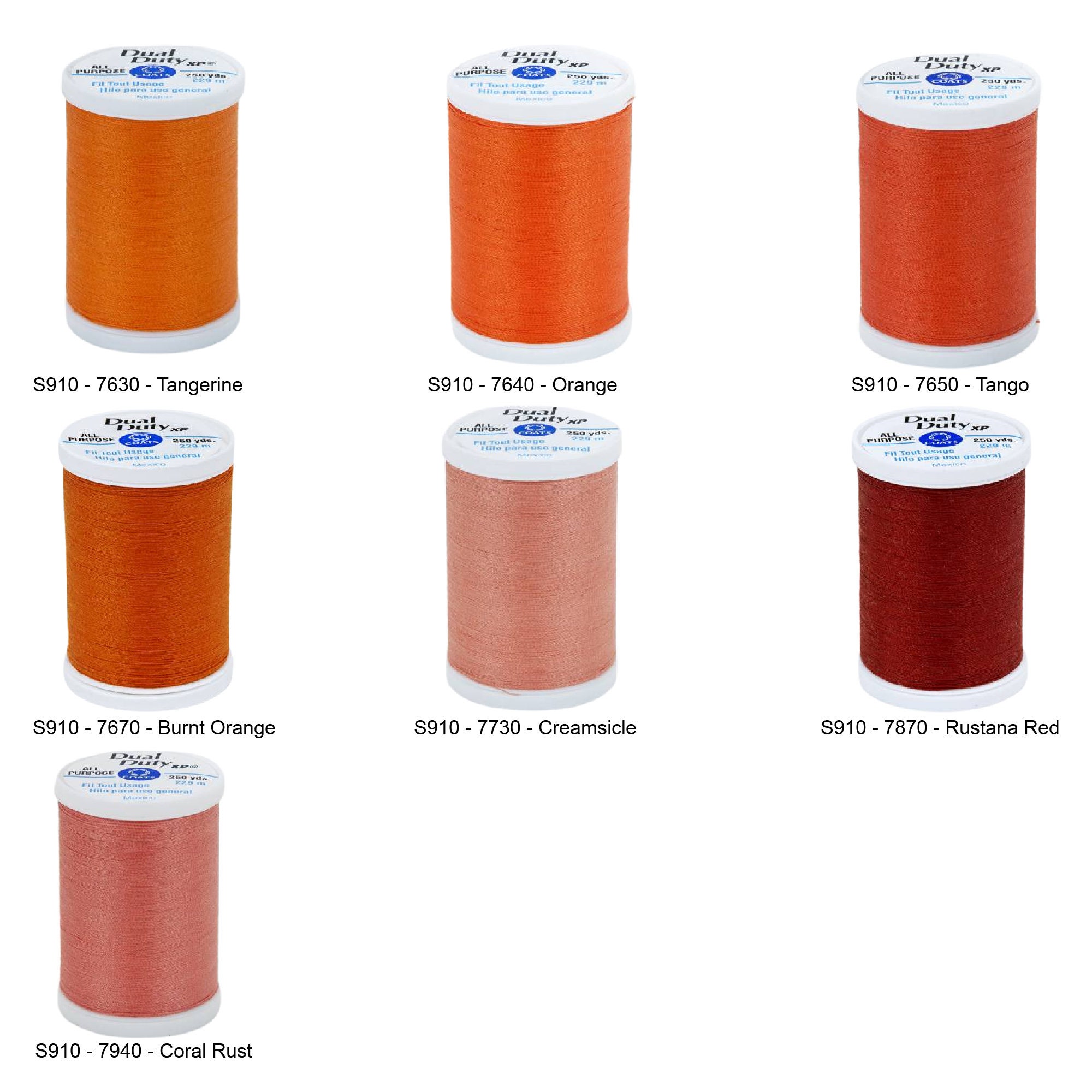 Oranges - 250 yds Coats & Clark Dual Duty XP All Purpose Oranges - 250 yds Coats & Clark Dual Duty XP All Purpose