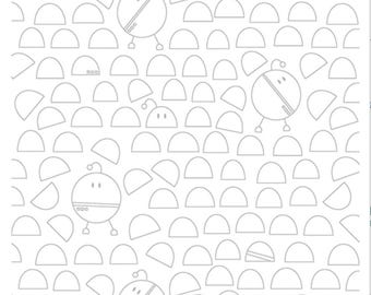 Robo Boogie - Round White/Gray by Sugaridoo Quilt Studio for Benartex Designer Fabrics, 100% Cotton Fabric, 16202-09