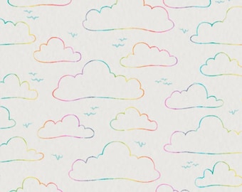 Whiskerville Floating Clouds Ecru, 100% Cotton, WSKR 5752 E