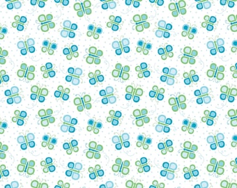 Daisy Up Butterfly Swirl Turquoise, 100% Cotton, 13344-83