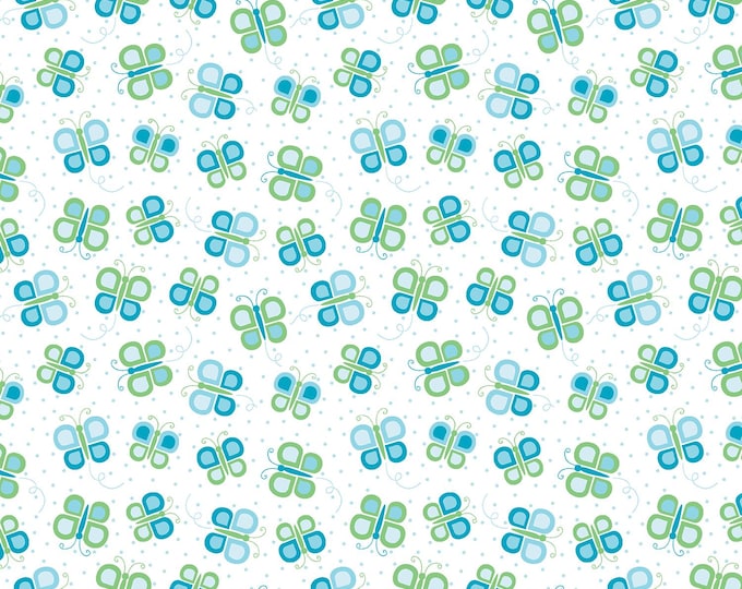 Daisy Up Butterfly Swirl Turquoise, 100% Cotton, 13344-83