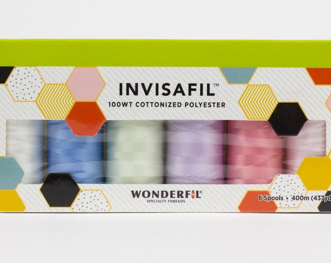 InvisaFil Mini Applique Pack IF-B001, 100wt Cottonized Polyester Thread, 6 per Box,  400m (437yd) Spools, IF-B001-Box