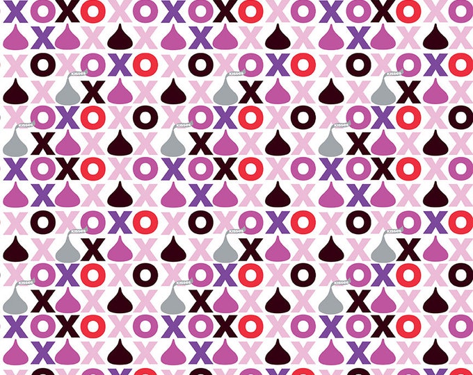 Celebrate with Hershey Valentine's Day Hugs & Kisses White Sparkle by Riley Blake Designs, 100% Fine Cotton Fabric, SC12802-WHITE