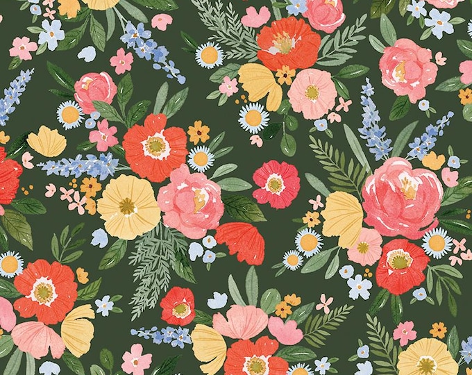 Floral Charms Main Forest by Kelsey Carlson for Riley Blake Designs, 100% Cotton Fabric, C15760-FOREST