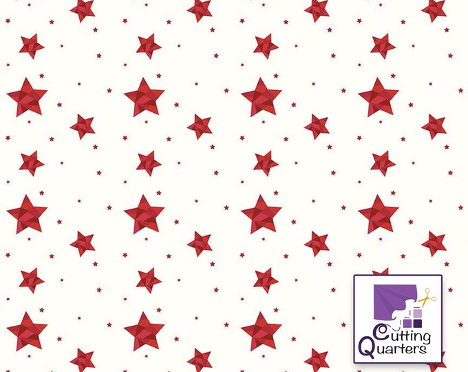 Riley Blake, Red Hot Geo Stars - Cream by Kristy Lea, 100% Cotton Fabric, C11689-CREAM