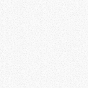 May include: A white background with a subtle pattern of small, light gray floral designs.