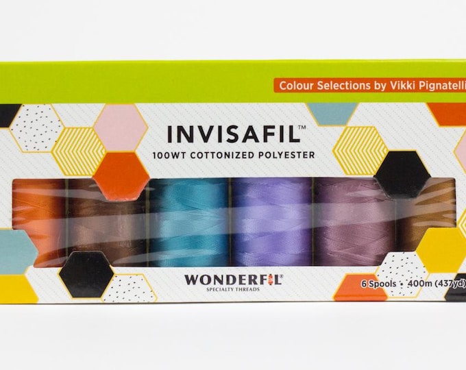 InvisaFil Mini Applique Pack IF-B009, 100wt Cottonized Polyester Thread, 6 per Box,  400m (437yd) Spools, IF-B009-Box