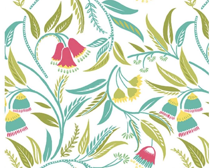 Chalk Garden - Dancing Flowers White by Cherry Guidry for Benartex Designer Fabrics, 100% Cotton Fabric, 13380-09