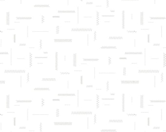 Lights On Stitches, White-on-White, 100% Cotton, C14490-STITCHES