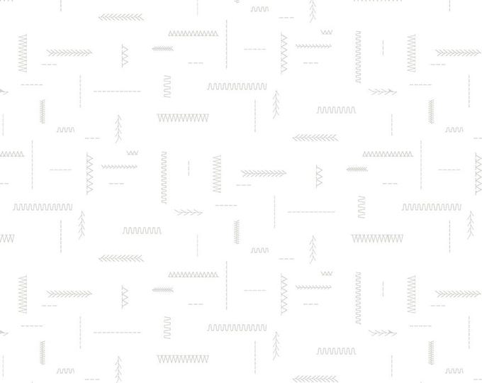 Lights On Stitches, White-on-White, 100% Cotton, C14490-STITCHES