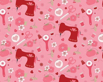 Sew In Love Sewing Rose, Cotton Fabric, C16901-ROSE