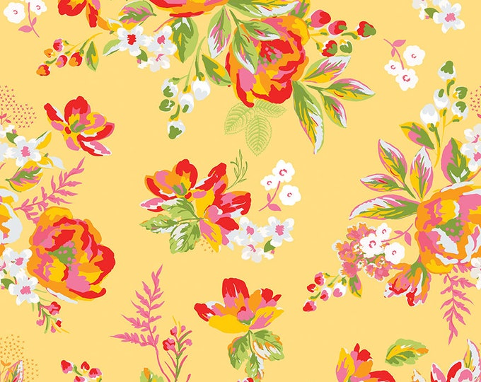 Picnic Florals - Main Yellow by My Mind's Eye for Riley Blake Designs, 100% Cotton Fabric, C14610-Yellow